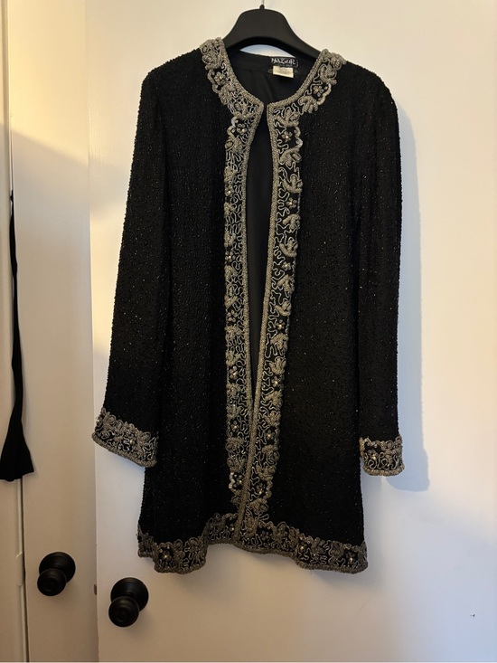 HAZUR Jackets & Blazers - Elegant Black Embellished Beaded Long Jacket
